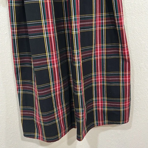 JCREW WOMENS PLAID SMOCKED COTTON POPLIN MIDI DRESS RED BLACK SZ MEDIUM - Picture 3 of 13